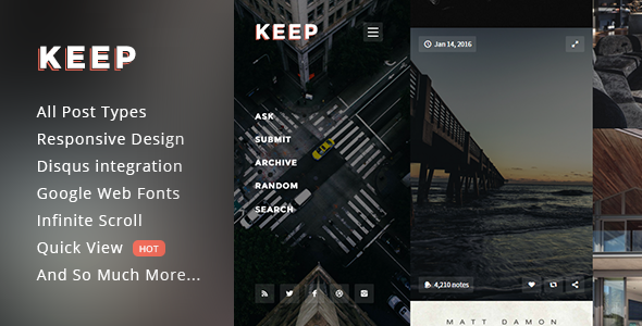 Keep - Responsive Fullscreen Grid Theme
           TFx
