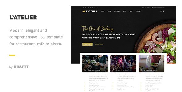L'Atelier - Elegant Restaurant PSD Template
           TFx