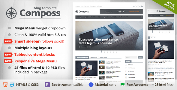 Composs - Elegant Blog, Magazine & News HTML Template
           TFx