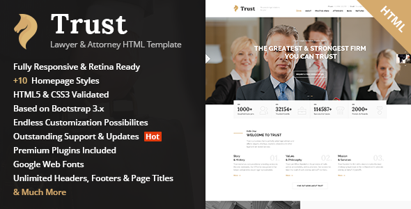 Trust - Lawyer & Attorney Business HTML Template
           TFx