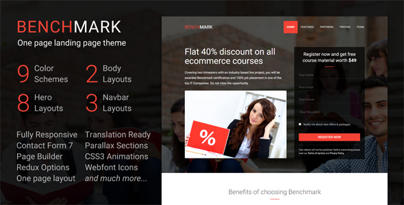 Benchmark - Responsive Multipurpose One Page Landing Page WordPress Theme
           TFx
