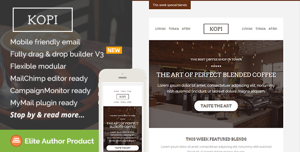 Kopi, Restaurant Email Template + Builder Access
           TFx