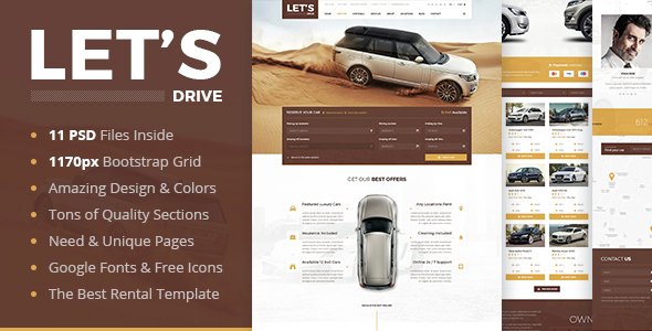 Let’s Drive - Amazing Car Rental & Sale PSD Template
           TFx