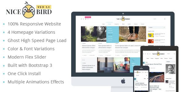 NiceBird: Responsive Ghost Multipurpose Themes for Blog/Magazine/News
           TFx