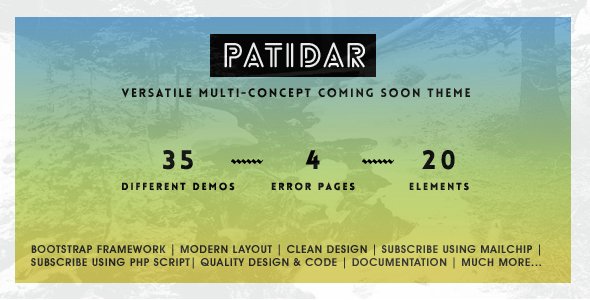 PATIDAR - Versatile Multi-Concept Coming soon Theme
           TFx