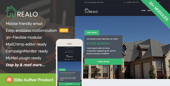 Realo, Real Estate Email Template + Builder Access
           TFx