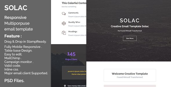 Solac - Responsive  Multiporpuse Email with Online Editor
           TFx