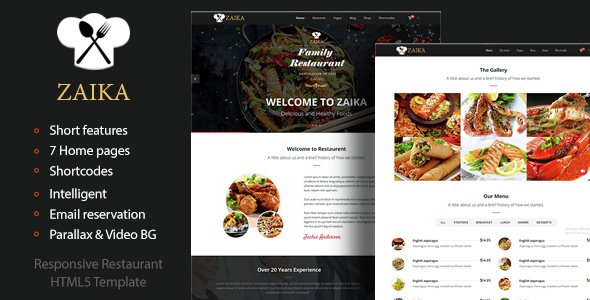 ZAIKA - Responsive Restaurant HTML5 Template
           TFx
