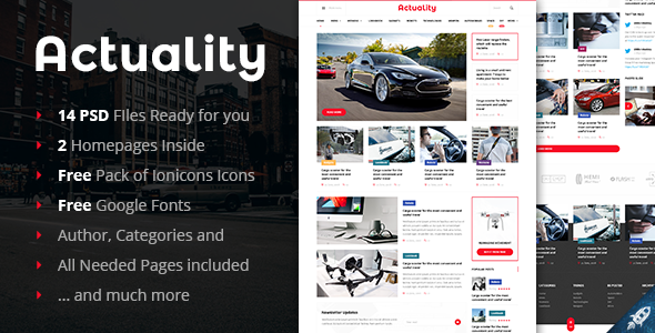 Actuality - Powerful Blog & Magazine PSD Template
           TFx