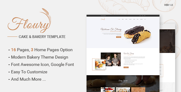 Floury - Cake & Bakery PSD Template
           TFx