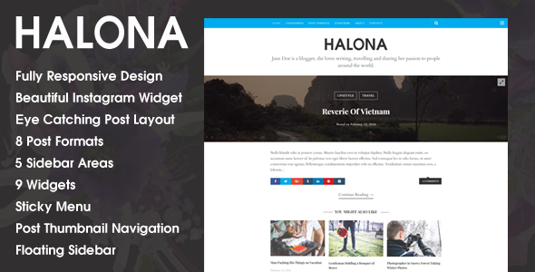 Halona - A Personal WordPress Blog Theme
           TFx