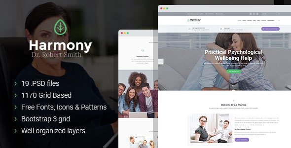 Harmony - psychologist and psychotherapist PSD theme
           TFx