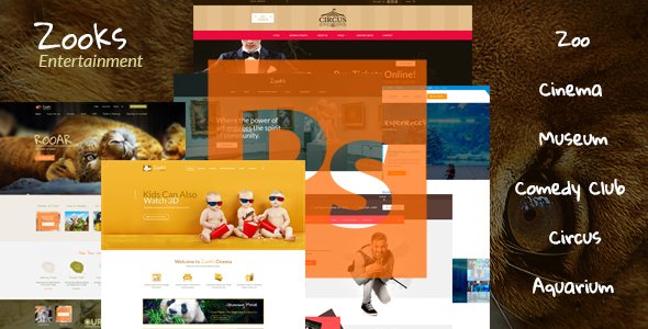 Zooks - Zoo, Cinema, Museum, Comedy Club, Circus & Aquarium PSD Template
           TFx