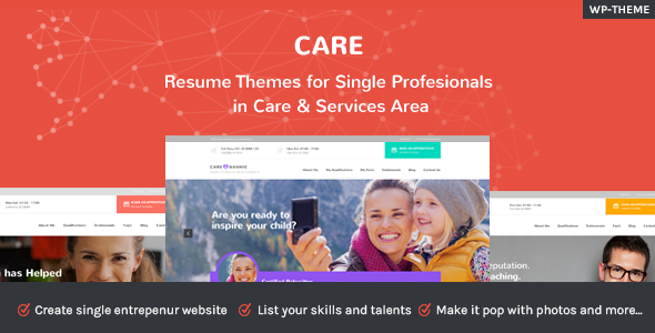 Care - Resume Themes for Single Profesionals in Care & Service Area
           TFx