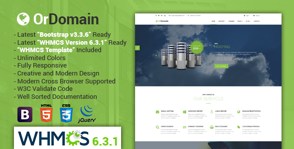 OrDomain | Responsive HTML5 WHMCS Hosting Template
           TFx