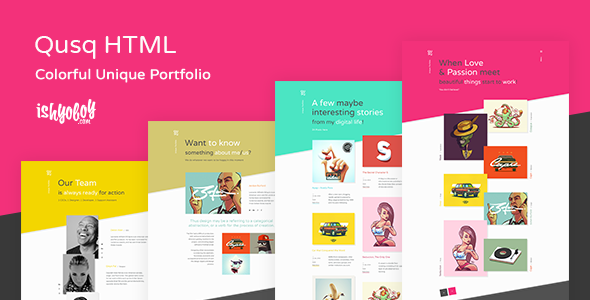 Qusq HTML - Colorful Unique Portfolio
           TFx