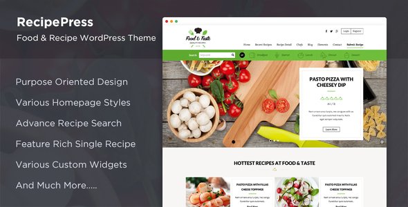 RecipePress - Food & Recipes Premium WordPress Theme
           TFx