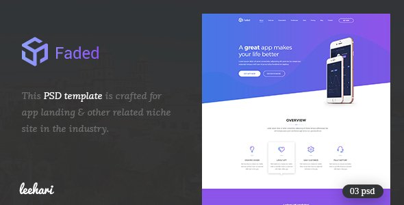 Faded - App Landing PSD Template
           TFx