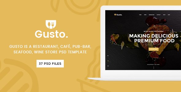 Gusto - Restaurant, Café, Bar, Seafood Restaurant PSD template
           TFx