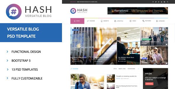 Hash - News & Magazine PSD Template
           TFx