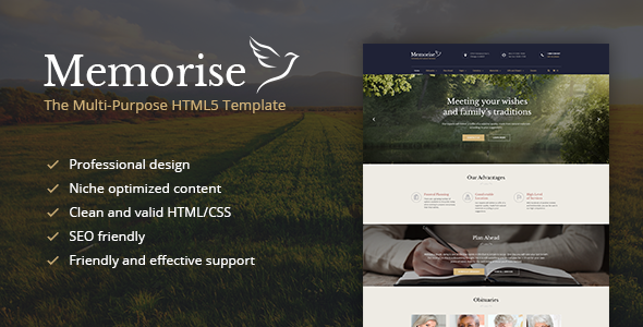 Memorise - Funeral Home Website Template 
           TFx