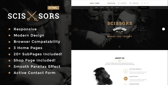 Scissors Salon & Hair Styling HTML Template
           TFx