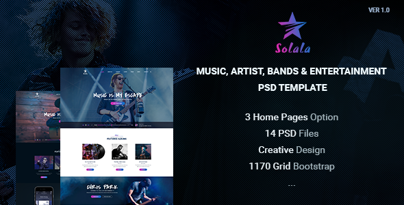Solala - Music, Artist, Bands & Entertainment PSD template
           TFx