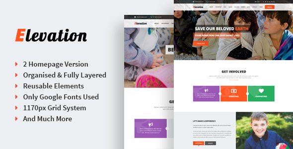 Elevation - Singe Page Nonprofit & Charity PSD Template
           TFx