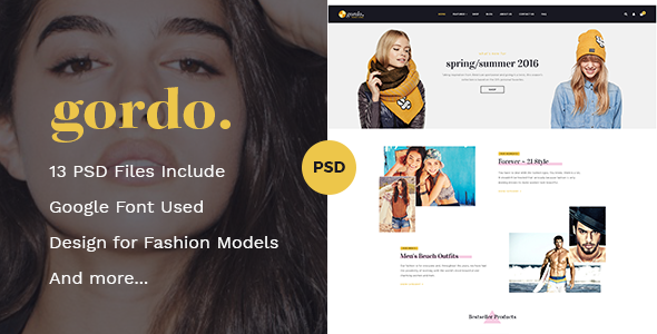 Gordo Fashion Ecommerce PSD Template
           TFx