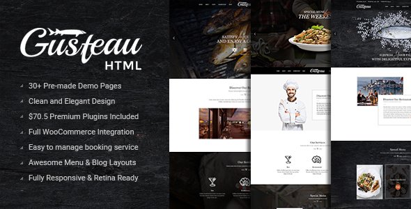 Gusteau – Elegant Food and Restaurant HTML Template
           TFx