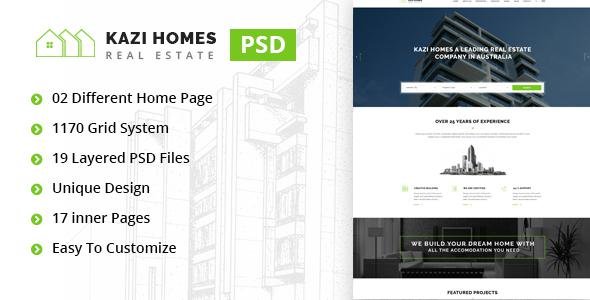 Kazi Homes - Real Estate PSD Template
           TFx