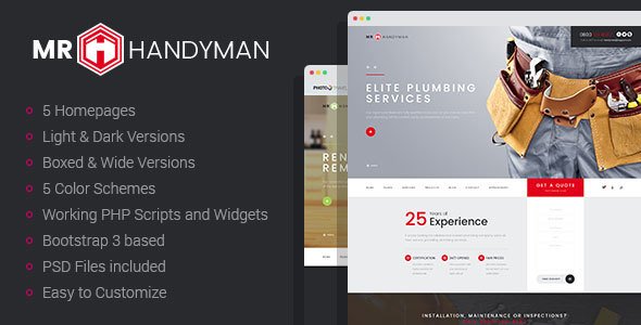 Mr.Handyman - Plumber, Carpenter, Roofing, Renovation HTML template 
           TFx