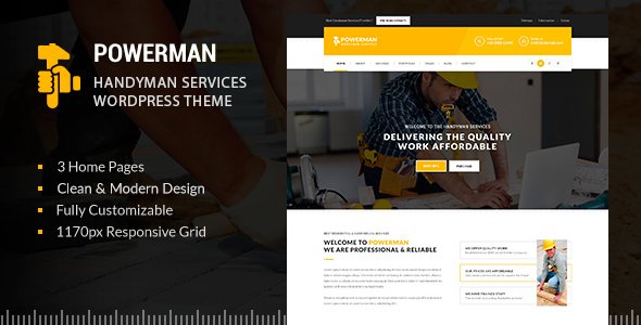 POWERMAN - Handyman Services WordPress
           TFx