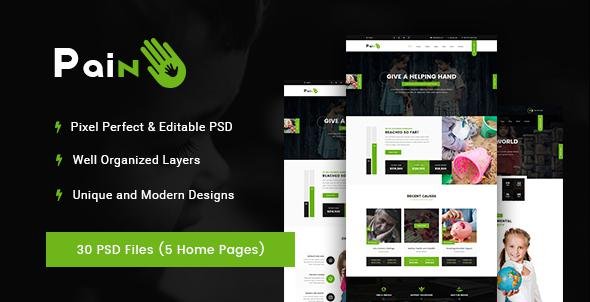 Pain - Charity & Fundraise Non-profit PSD Template
           TFx