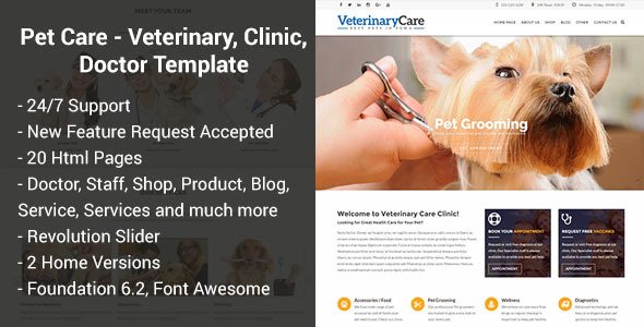 Pet Care - Veterinary, Doctor, Clinics Responsive HTML Template
           TFx