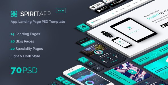 SpiritApp - App Landing Page PSD Template
           TFx