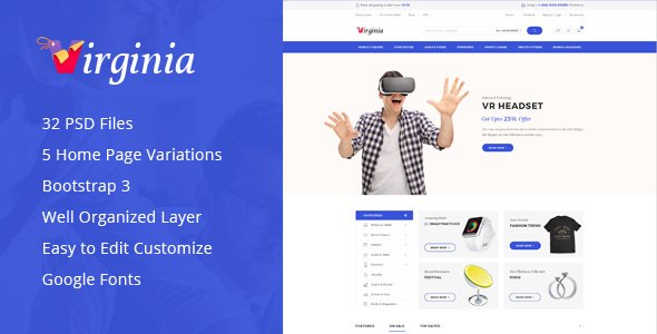 Virginia - E-Commerce PSD Template
           TFx