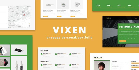 Vixen Onepage Personal/Portfolio WordPress Theme
           TFx