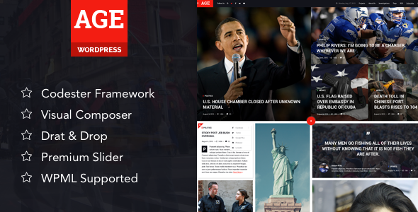 AGE - Material Design News/Magazine WordPress Theme
           TFx