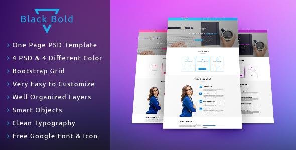 Black Bold One Page PSD Template
           TFx
