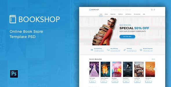 Bookshop - Online Book Store Template PSD
           TFx
