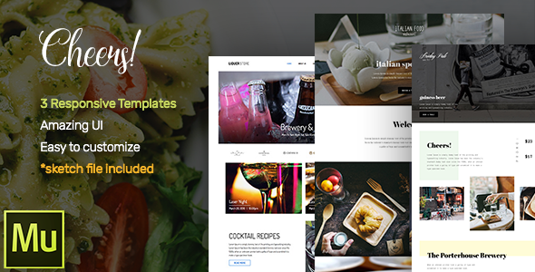 Cheers! Food & Restaurant Responsive Muse Templates
           TFx
