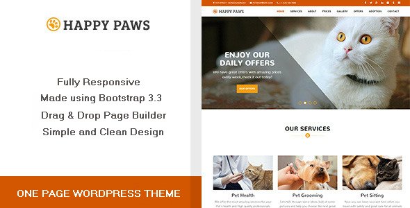 Happy Paws - One Page WordPress Theme
           TFx