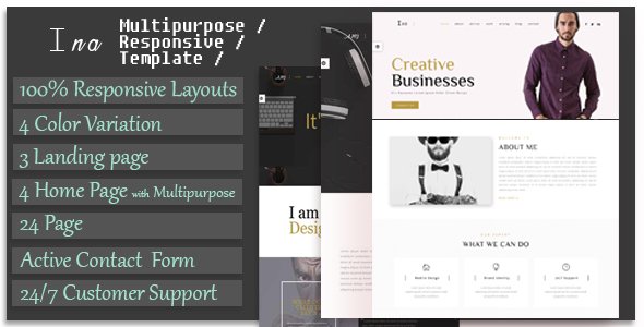 Ina - Responsive Multipurpose Corporate, Business & Portfolio Template
           TFx