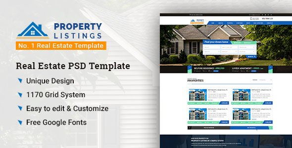 Property Listing – No. 1 Real Estate PSD Template 
           TFx