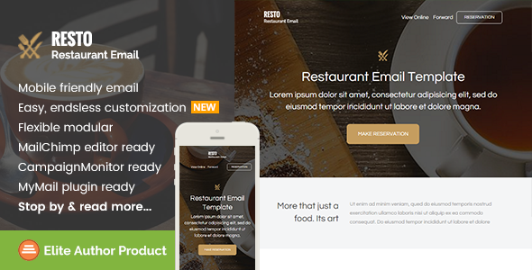 Resto, Restaurant Email Template + Builder Access
           TFx