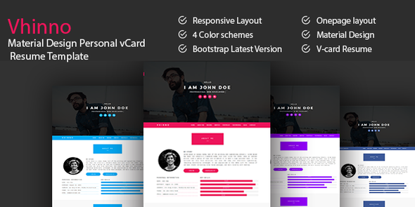 VHINNO - Material Design Personal vCard Resume Template
           TFx