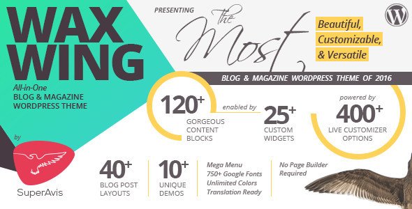 Waxwing - All-in-One Blog and Magazine WordPress Theme
           TFx