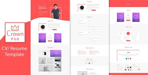 Crown Multipage Personal CV/Resume PSD Template
           TFx