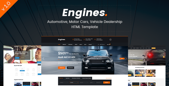 Engines - Automotive, Motor Cars, Vehicle Dealership Responsive Site Template
           TFx